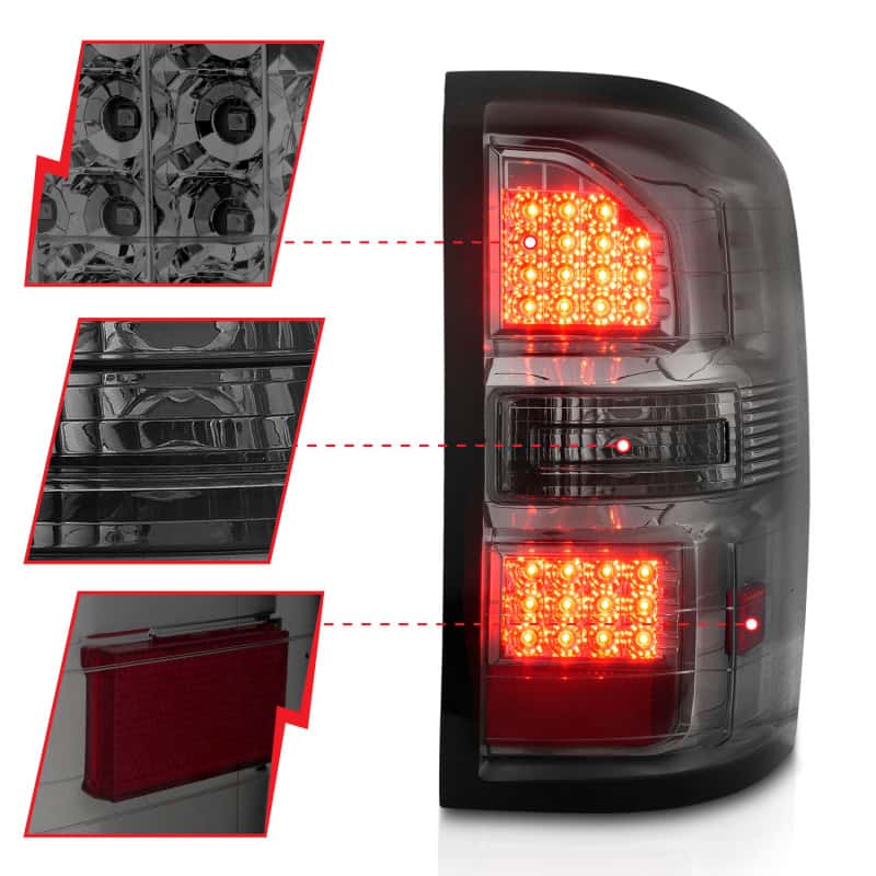 ANZO — ANZO 2014-2018 GMC Sierra LED Tail Lights Black Housing Smoke Lens - view 10