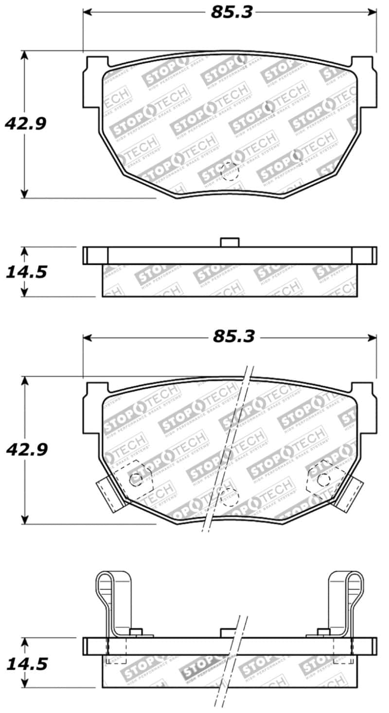 Stoptech — StopTech Performance 89-98 240SX Rear Brake Pads
Sprt Brk Pad W/Hdwr - view 2
