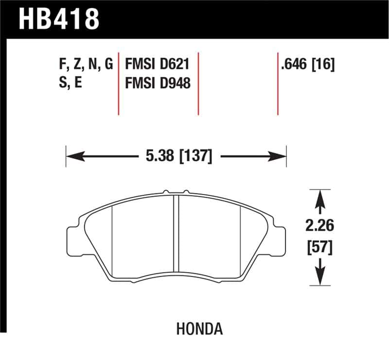 Hawk Performance — Hawk 2013-2014 Acura ILX (Hybrid) HPS 5.0 Front Brake Pads
Disc Brake Pad - view 1