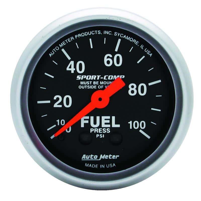 AutoMeter — Autometer Sport-Comp 52mm 0-100 PSI Mechanical Fuel Pressure Gauge
2" FUEL PRESS, 0-100 - view 1