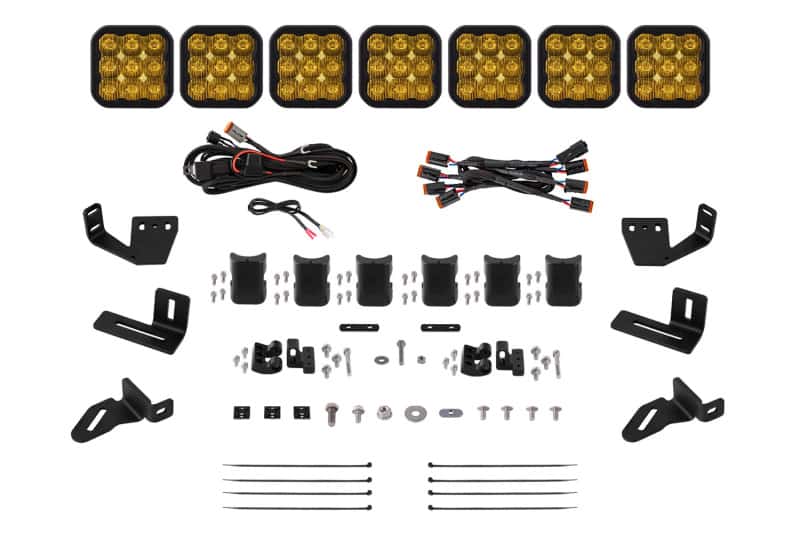 Diode Dynamics — Diode Dynamics Prinsu/Sherpa Roof Racks- SS5 7-Pod CrossLink Mounting Kit - Sport Yellow Driving - view 1