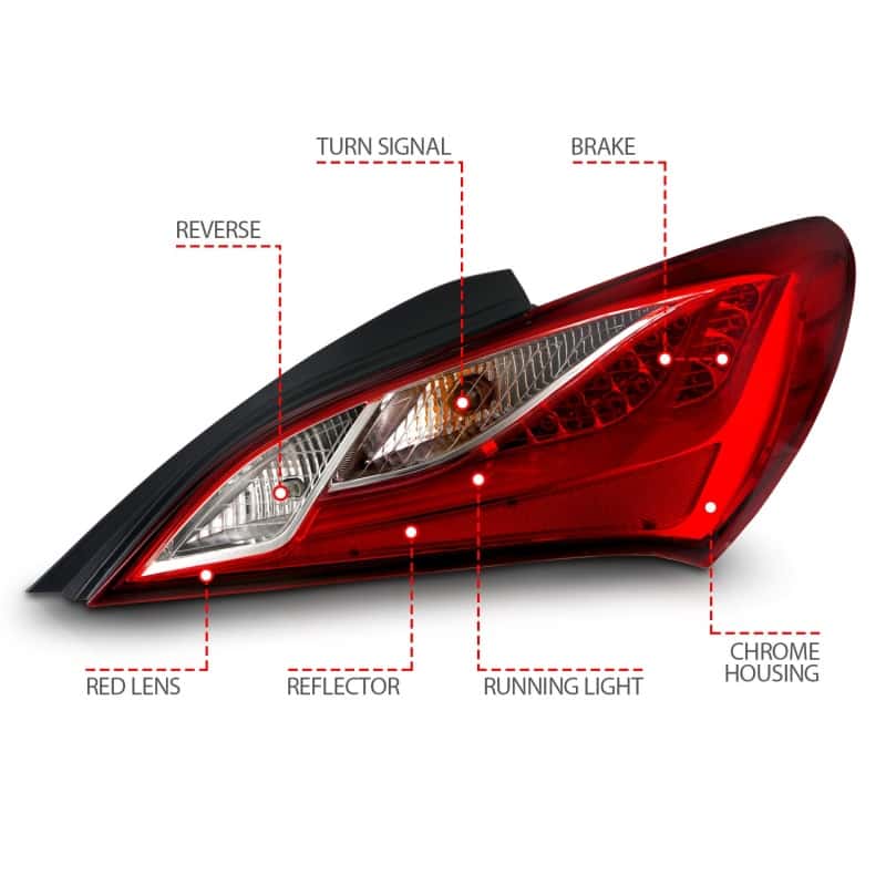 ANZO — ANZO 2010-2013 Hyundai Genesis LED Taillights Red/Clear - view 8