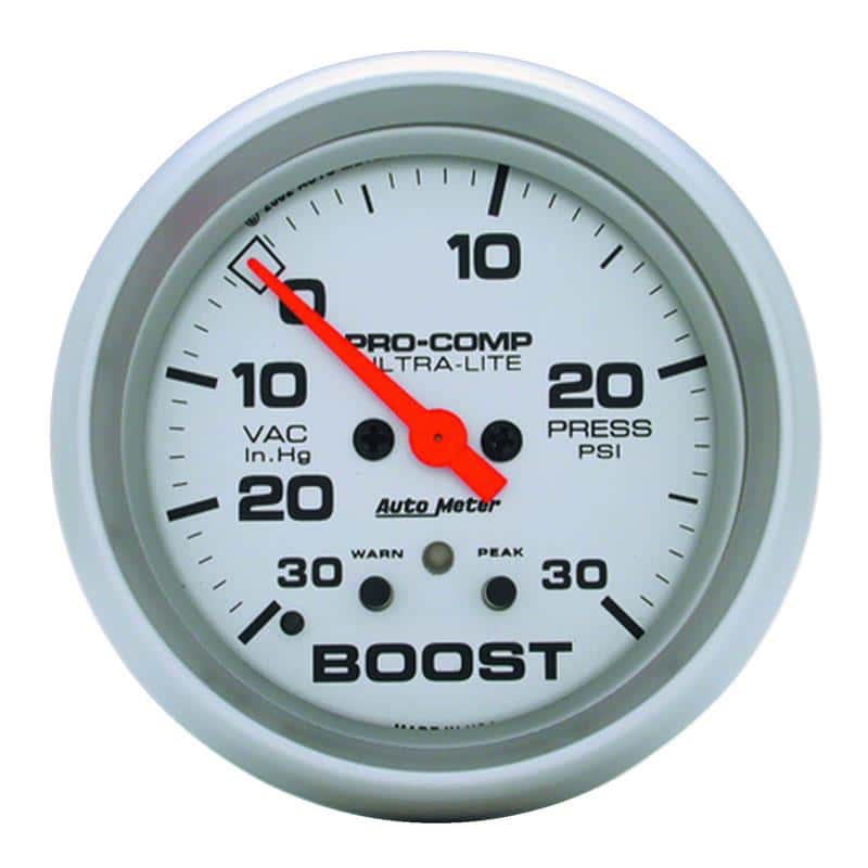 AutoMeter — Autometer Ultra-Lite 66.7mm Full Sweep Elec 30 IN Hg/30 PSI Vacuum/Boost w/ Peak Memory & Warning
2-5/8" BOOST-VAC, 30 - view 2