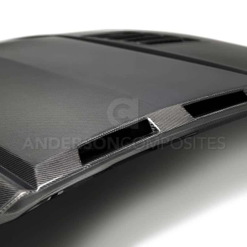 Anderson Composites — Anderson Composites 2018-2019 Ford Mustang Ram Air Double Sided Carbon Fiber Hood - view 7