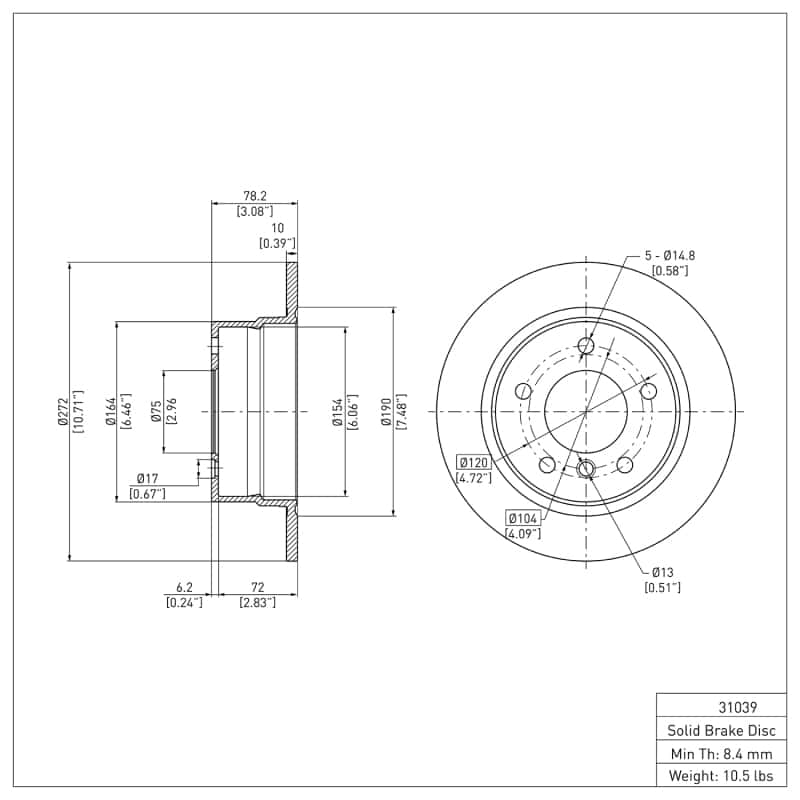 DFC — DFC 95-99 BMW 318ti Rear GeoSPEC Coated Rotor
DFC Brake Rotor - view 2
