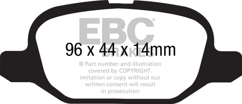 EBC — EBC 11+ Fiat 500 1.4 (ATE Calipers) Ultimax2 Rear Brake Pads
Disc Brake Pad - view 1