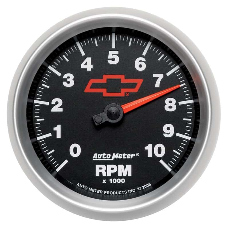 AutoMeter — AutoMeter Gauge Tachometer 3-3/8in. 10K RPM In-Dash Chevy Red Bowtie Black
3-3/8" TACH, 10,000 - view 8