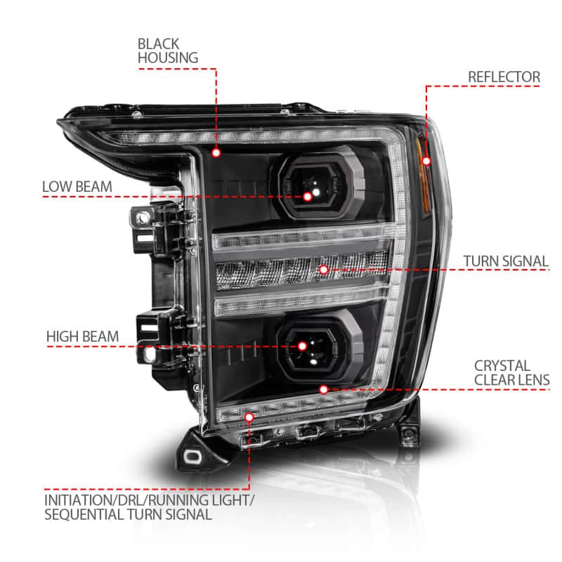 ANZO — ANZO 21-23 Ford F150 LED Projector Headlight w/Switchback+Sequential - Black (Driver Side Only)
Head Light Set
Headlights - view 4