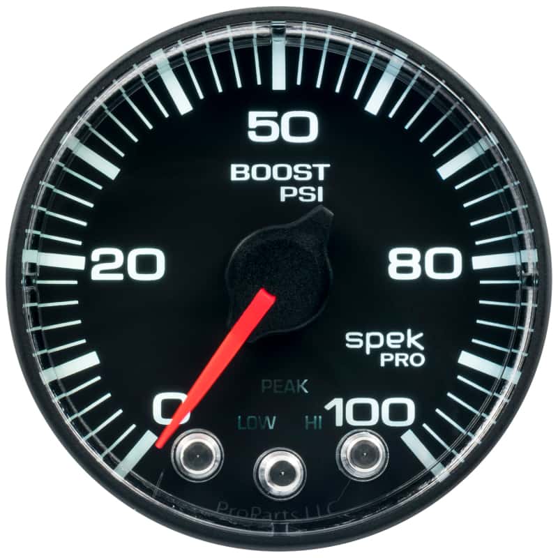 AutoMeter — Autometer Spek-Pro Gauge Boost 2 1/16in 100psi Stepper Motor W/Peak & Warn Blk/Blk
GA 2" BST 100 BFB SP - view 2