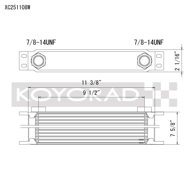 Koyo — Koyo 25 Row Oil Cooler 11.25in x 7.5in x 2in (AN-10 ORB provisions)
Racing Oil Cooler - view 1