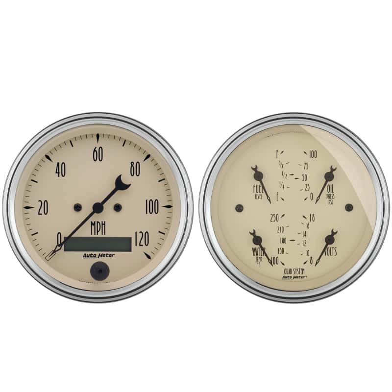 AutoMeter — AutoMeter Gauge Kit 2 Pc. Quad & Speedometer 3-3/8in. Antique Beige
GA KT 3.4" QD/SPD AB - view 1