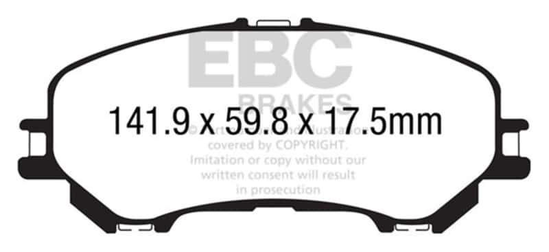 EBC — EBC 14+ Nissan Rogue 2.5 2 row seating Ultimax2 Front Brake Pads
Disc Brake Pad - view 1