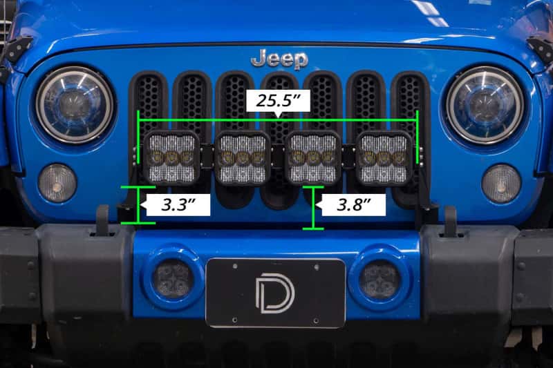 Diode Dynamics — Diode Dynamics Jeep JK SS5 4-Pod CrossLink Grille Lightbar Kit Pro - Yellow Combo - view 3