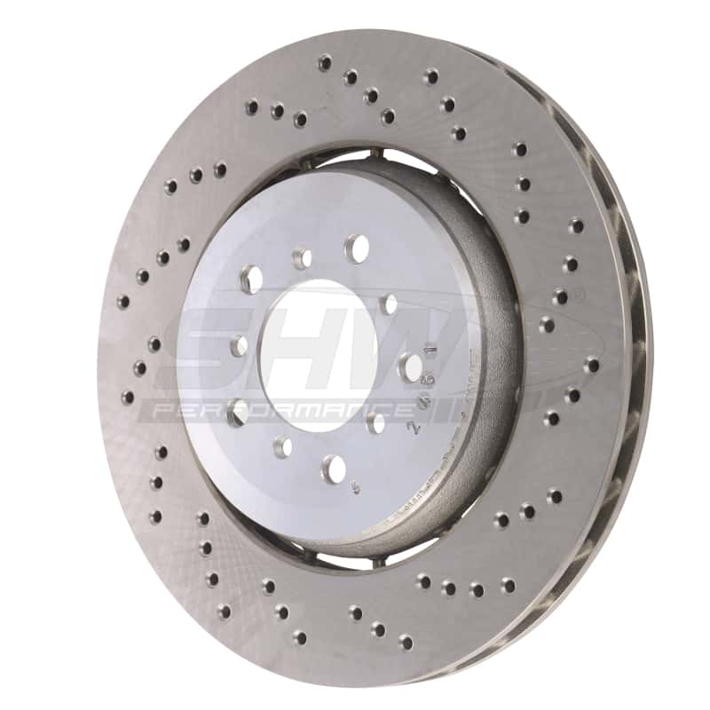 SHW Performance — SHW 05-06 BMW M3 3.2L Right Front Cross-Drilled Lightweight Brake Rotor (34112282446) - view 2