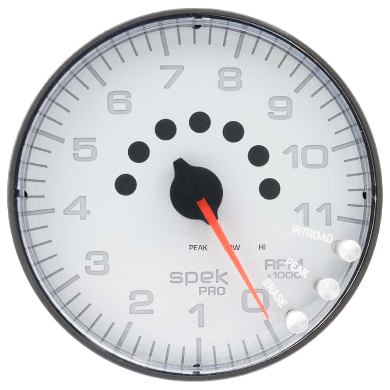 AutoMeter — Autometer Spek-Pro Gauge Tachometer 5in 11K Rpm W/Shift Light & Peak Mem White/Black
GA 5" 11KRPM WFB SPK - view 1