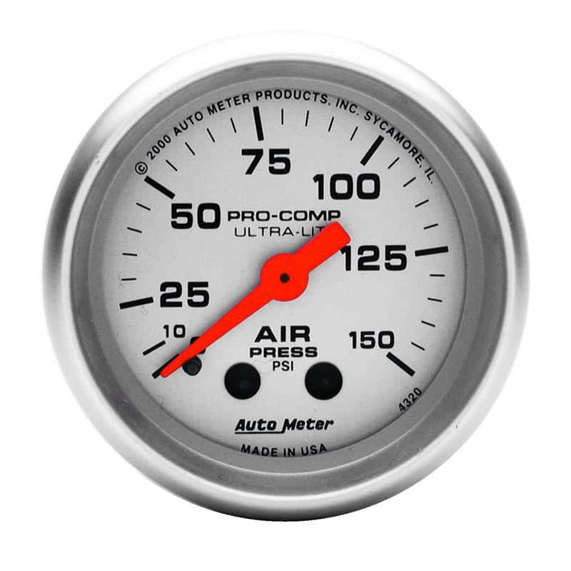 AutoMeter — Autometer Ultra-Lite 2-1/16in 0-150 PSI Mechanical Air Pressure Gauge
2" AIR PRESS, 0-150 - view 2