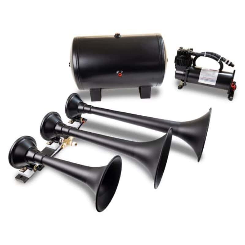 Kleinn Air Horns — Kleinn Triple Black Horn Kit w/ 150 PSI Waterproof 5.0 gal Air Tank
Triple TrainHorn Kit - view 1
