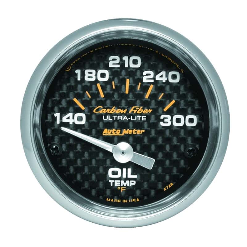 AutoMeter — Autometer Carbon Fiber 52mm 140-300 Deg F Electronic Oil Temperature Gauge
GA 2" OILT ELEC CF - view 1