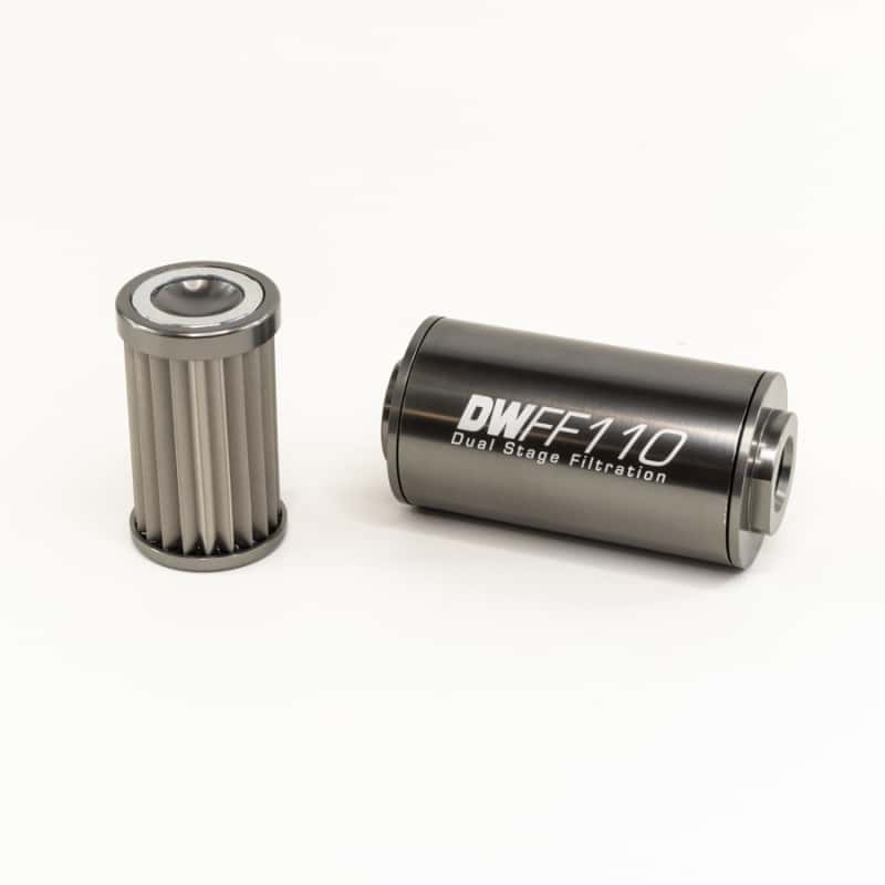 DeatschWerks — DeatschWerks Stainless Steel 10AN 10 Micron Universal Inline Fuel Filter Housing Kit (110mm) - view 1