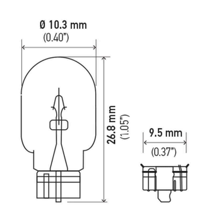 Hella — Hella Bulb 158 12V 3W W21X95D T325 Dot (2)
158TB Incan Bulb - view 4