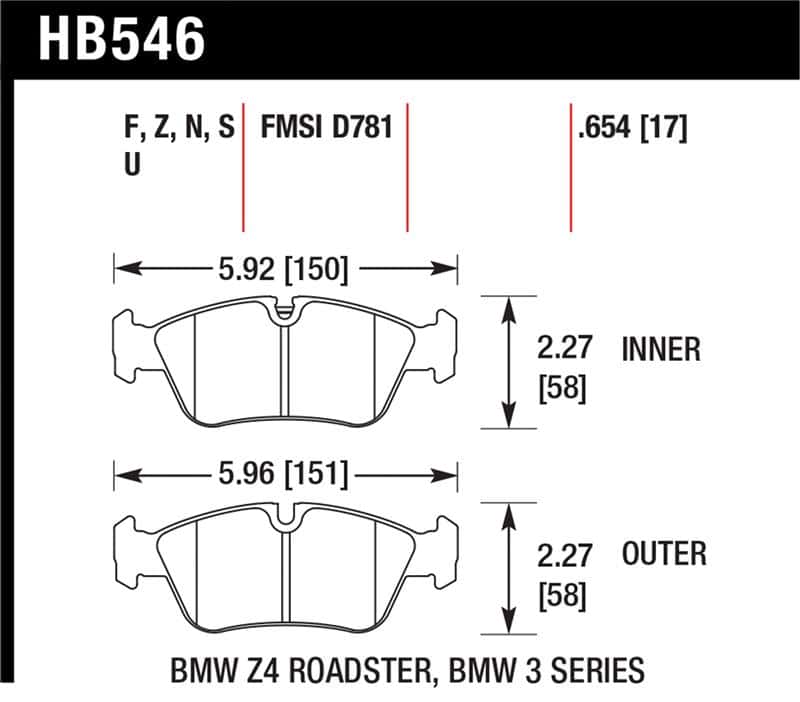 Hawk Performance — Hawk DTC-70 Brake Pads 98-02 BMW Z3/03-08 BMW Z4
Disc Brake Pad - view 1