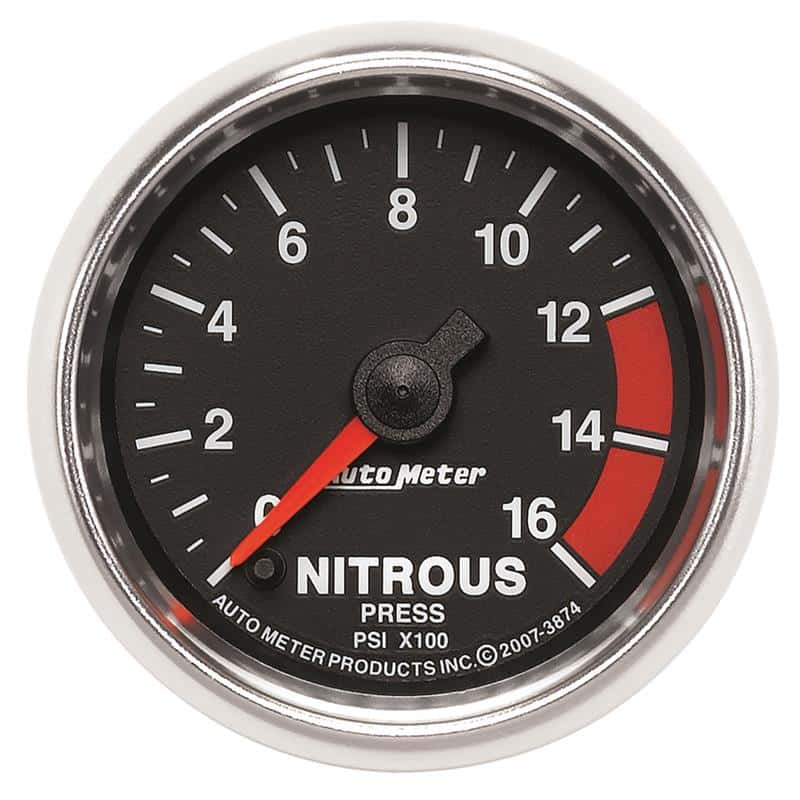 AutoMeter — Autometer GS 2 1/16in. 1600PSI Nitrous Fuel Pressure Gauge
2-1/16" NITROUS, 0-1 - view 2