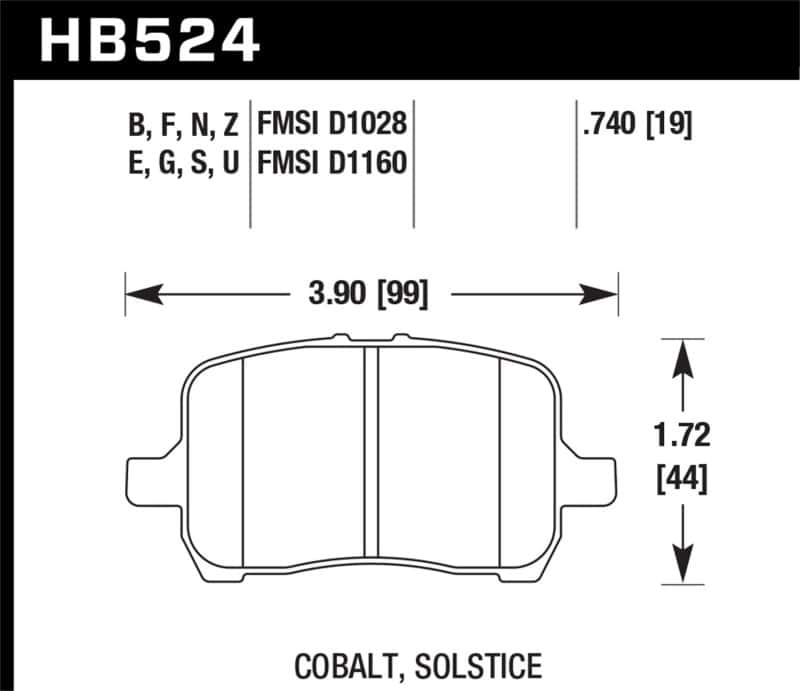 Hawk Performance — Hawk 05-07 Cobalt SS / 08-09 HHR / 04+ Malibu / 07A+ G5 GT / 06+ G6 / HPS Street Front Brake Pads
Disc Brake Pad - view 2