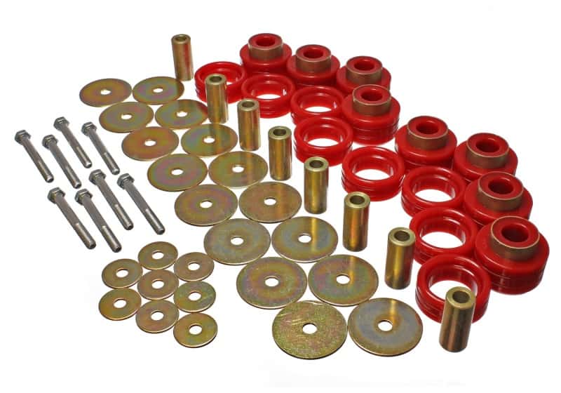 Energy Suspension — Energy Suspension Body Mount Set Inc. Hardware - Red
BodyMntBshKt - view 1