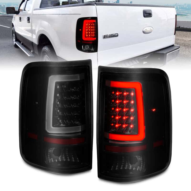 ANZO — ANZO 2004-2006 Ford F-150 LED Tail Lights w/ Light Bar Black Housing Smoke Lens - view 1