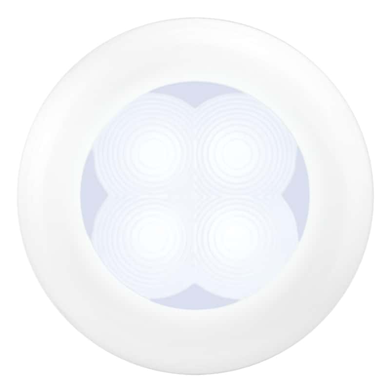 Hella — Hella 0500 Series Slim Line White 12V DC Round Soft LED Courtesy Light w/ White Plastic Rim - view 1