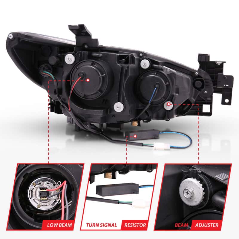 ANZO — ANZO 2014-2015 Mazda 6 Projector Headlights w/ Plank Style Design Black
Head Light Set
HdLtSet - view 11