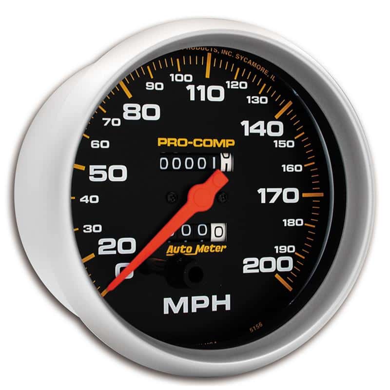 AutoMeter — AutoMeter Gauge Speedometer 5in. 200MPH Mechanical Pro-Comp
5" SPEEDO, 200 MPH, - view 2