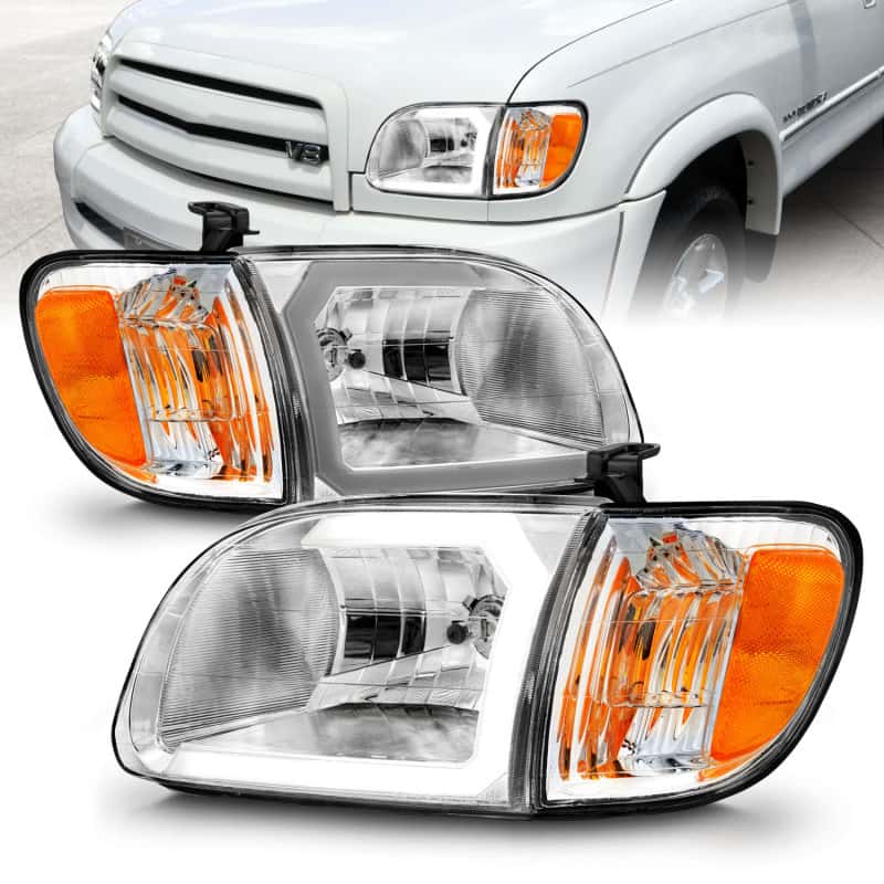 ANZO — ANZO 00-04 Toyota Tundra (Reg/Acc Cab Only) Crystal Headlights w/Lgt Bar Chrome w/Corner Lights 2pc
Head Light Set
HdLtSet - view 2