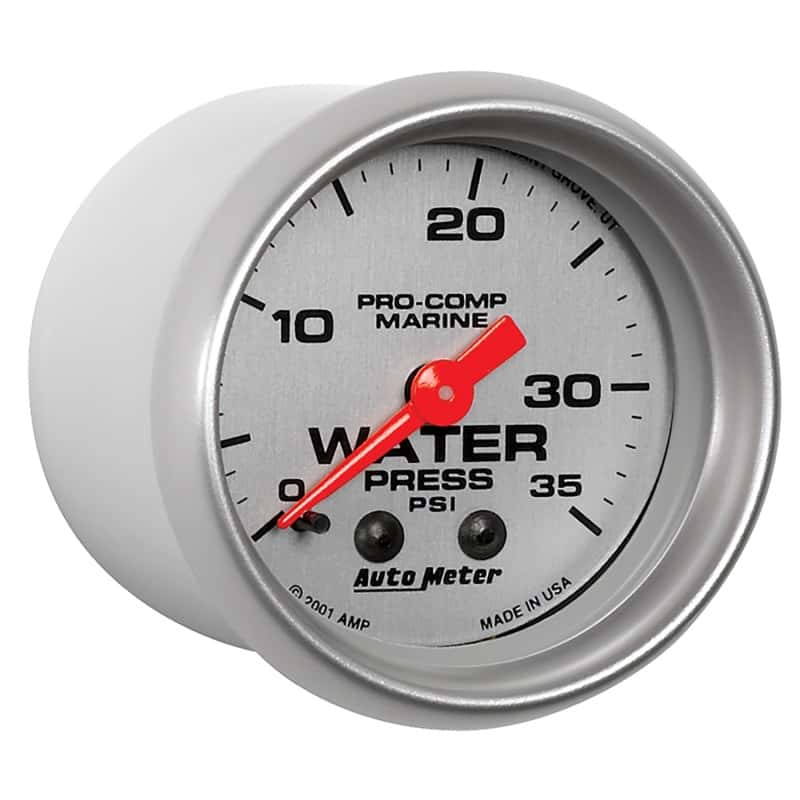 AutoMeter — Autometer Marine Silver 2-1/16in 35 PSI Mechanical Water Pressure Gauge
GA 2" WP 35PSI M MS - view 6