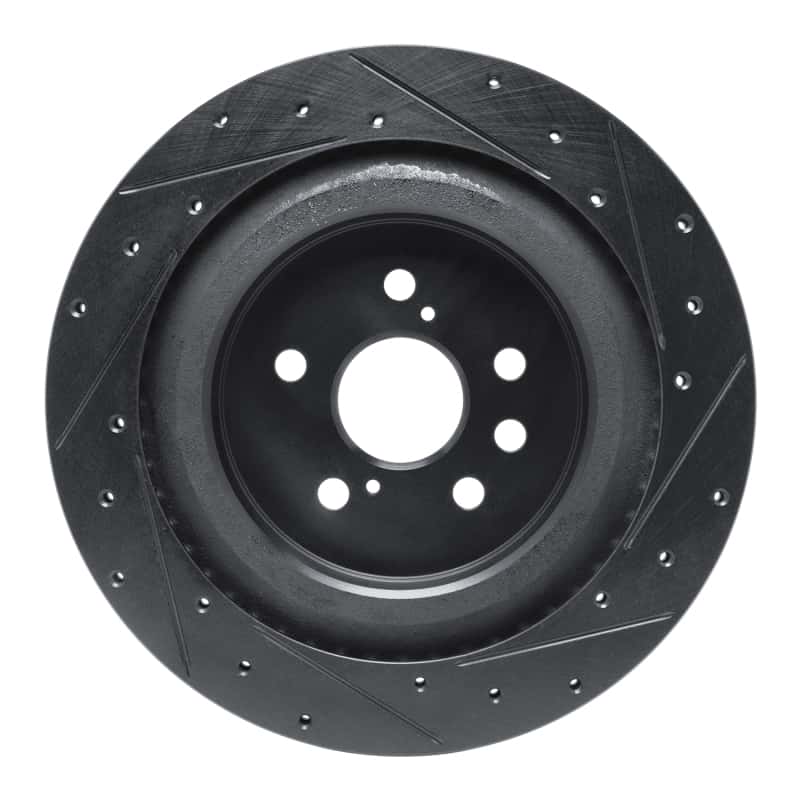 R1 Concepts — R1 2020-2025 Lexus RX350 Rear Left Drilled & Slotted Black Brake Rotor - view 5