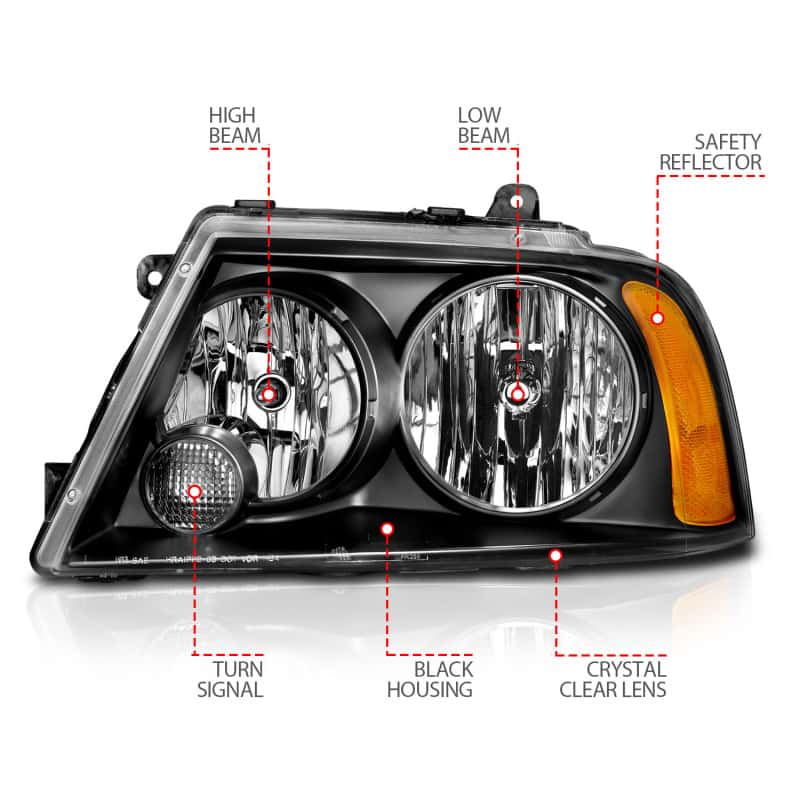ANZO — ANZO 2003-2006 Lincoln Navigator Crystal Headlights Black
Head Light Set
HdLtSet - view 10