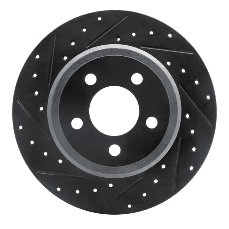R1 Concepts — R1 05-23 Chrysler 300 Rear Left Drilled & Slotted Black Brake Rotor
R1 Brake Rotor Drill - view 1