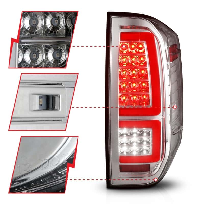 ANZO — ANZO 2014-2021 Toyota Tundra LED Taillights Chrome Housing/Clear Lens - view 4