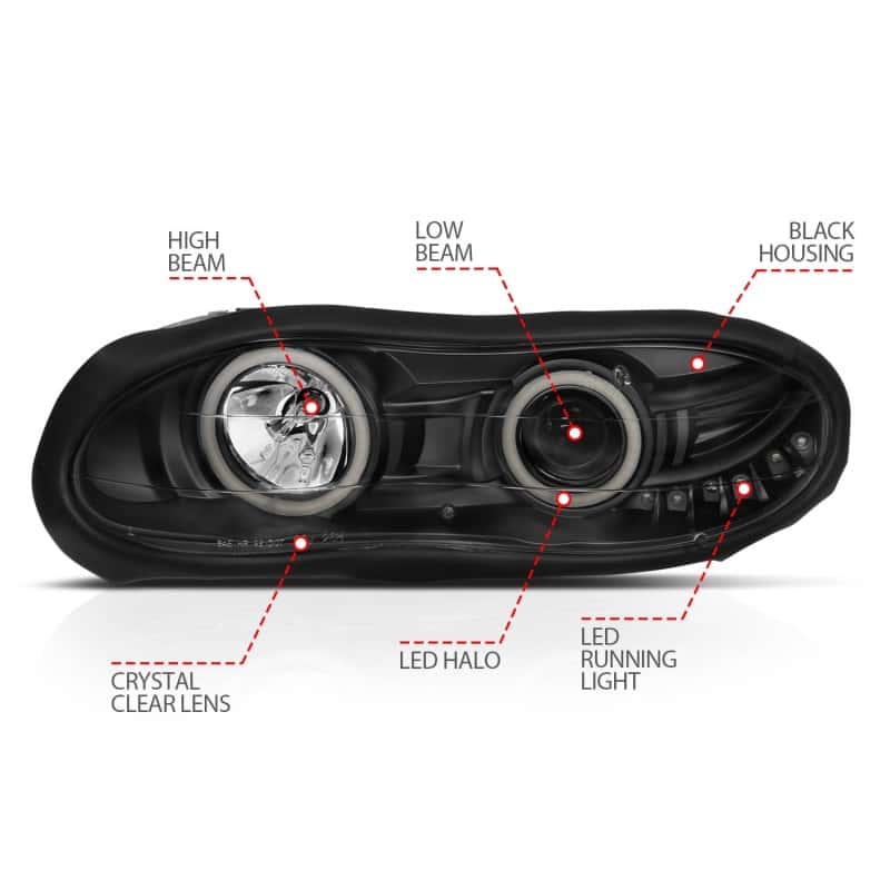 ANZO — ANZO 1998-2002 Chevrolet Camaro Projector Headlights w/ Halo Black
Head Light Set
HdLtSet - view 5