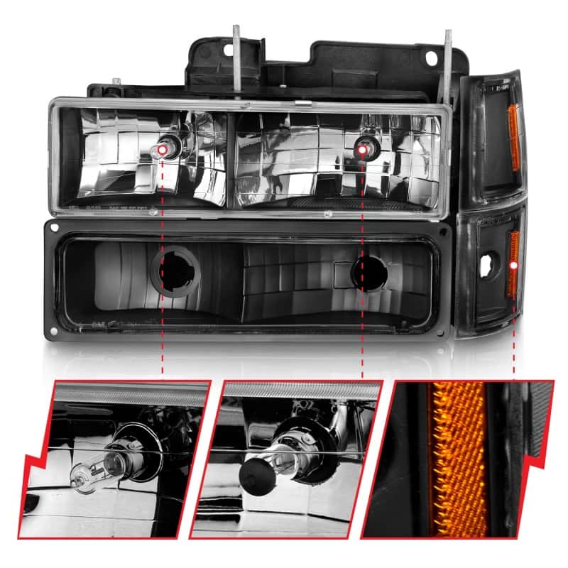 ANZO — ANZO 88-98 Chevrolet C1500 Crystal Headlights Black
Head Light Set
HdLtSet - view 4