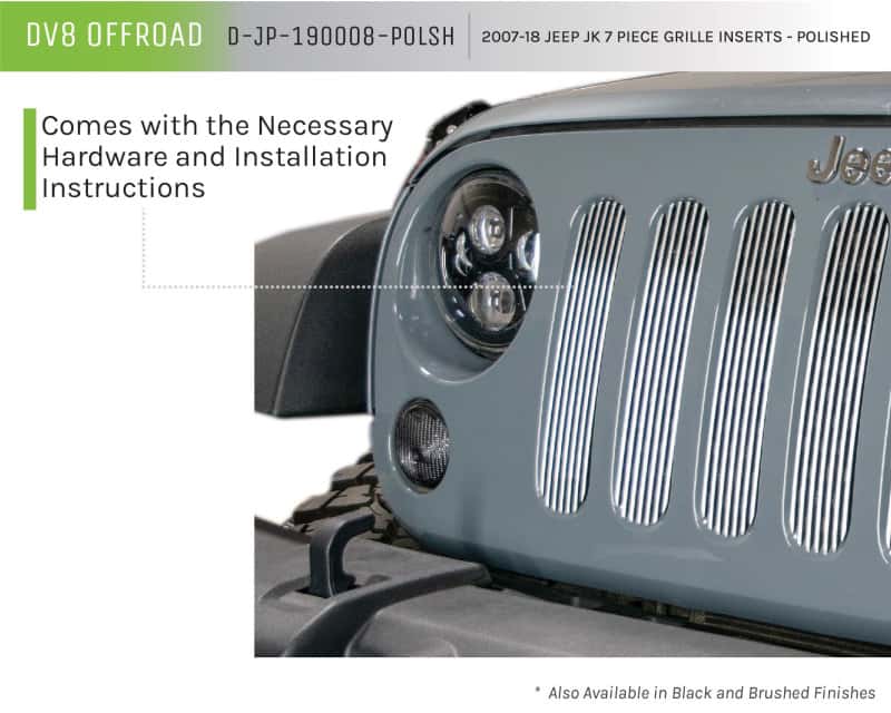 DV8 Offroad — DV8 Offroad 2007-2018 Jeep JK Polished Grille Inserts - view 6