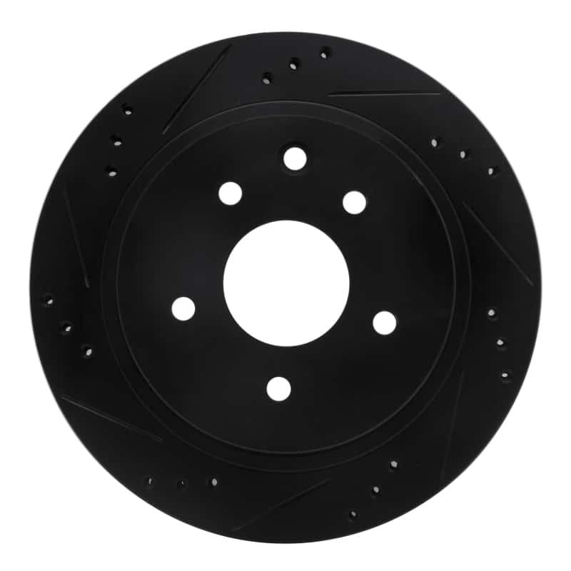 R1 Concepts — R1 02-06 Infiniti M45 Rear Left Drilled & Slotted Black Brake Rotor
R1 Brake Rotor Drill - view 1
