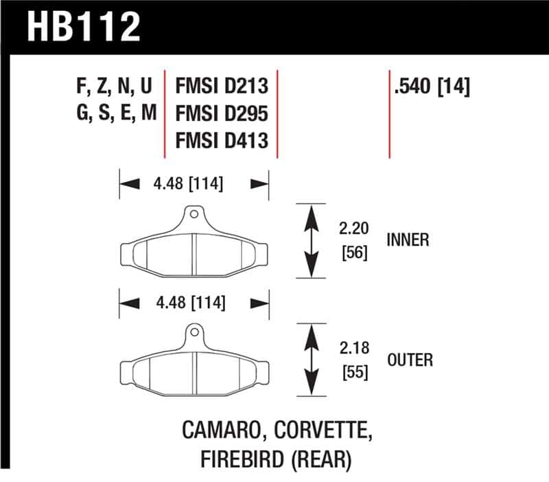 Hawk Performance — Hawk 84-96 Corvette /88.5-97 Pontiac Firebird HP+ Street Rear Brake Pad
Disc Brake Pad - view 1