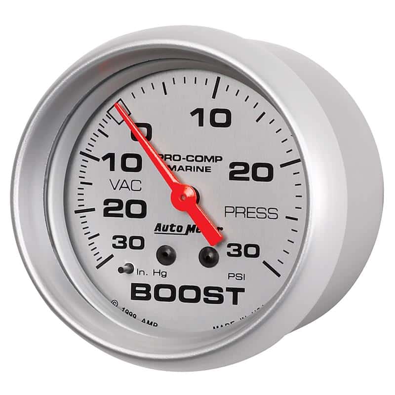 AutoMeter — AutoMeter Marine Vac/Boost Gauge 2 5/8in 30INHG 30PSI Mechanical- Silver
GA 2.6" BST 30 M MS - view 3