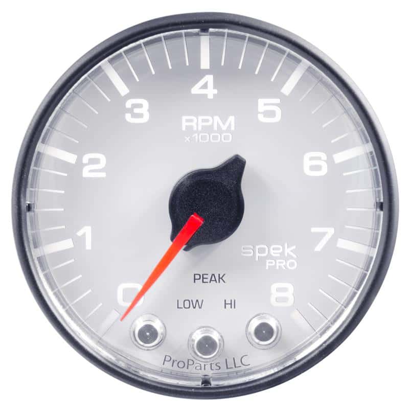 AutoMeter — Autometer Spek-Pro Gauge Tach 2 1/16in 8K Rpm W/ Shift Light & Peak Mem Wht/Blk
GA 2" 8KRPM WFB SPEK - view 1