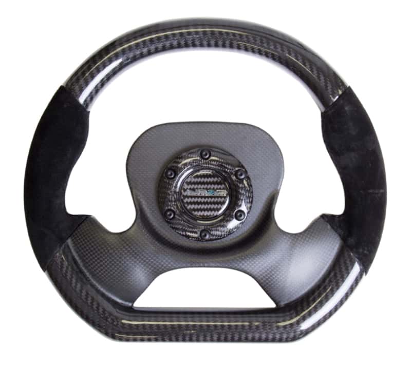 NRG — NRG Carbon Fiber Steering Wheel (320mm) CF Center Plate & Two-Tone Carbon w/Suede Trim Handles - view 1