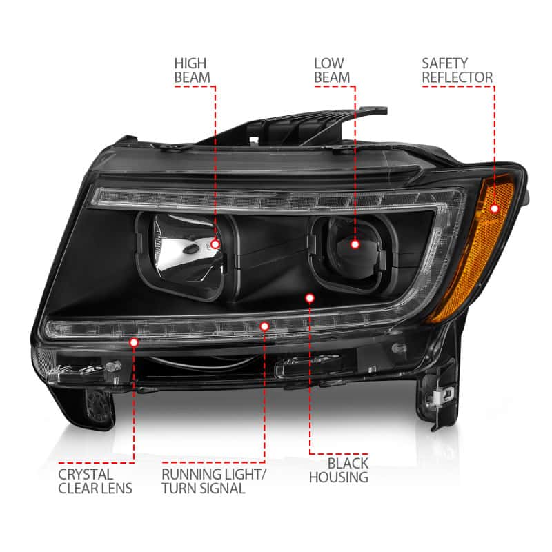 ANZO — ANZO 11-13 Jeep Grand Cherokee (Factory Halogen Only) Projector Headlights w/Light Bar Swtchbk Black
Head Light Set
HdLtSet - view 13