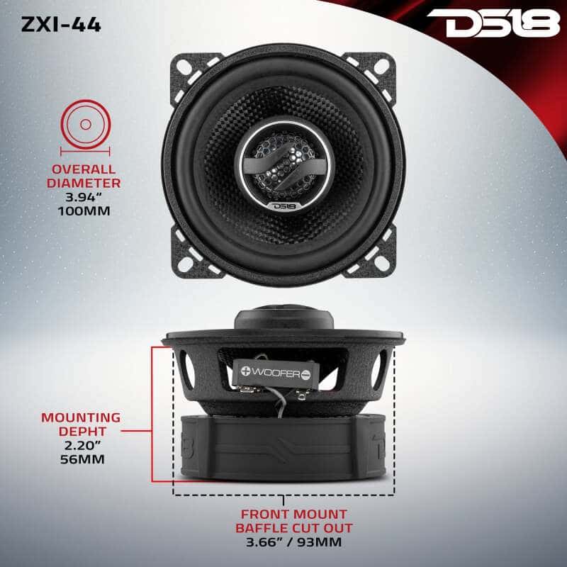 DS18 — DS18 4in 50 Watts RMS 4 ohm 2-Way Coaxial Speaker w/ Kevlar Cones - view 2