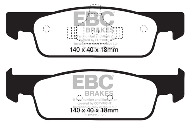 EBC — EBC 2016-2017 Smart Fortwo 0.9L Turbo Yellowstuff Front Brake Pads
Disc Brake Pad - view 1