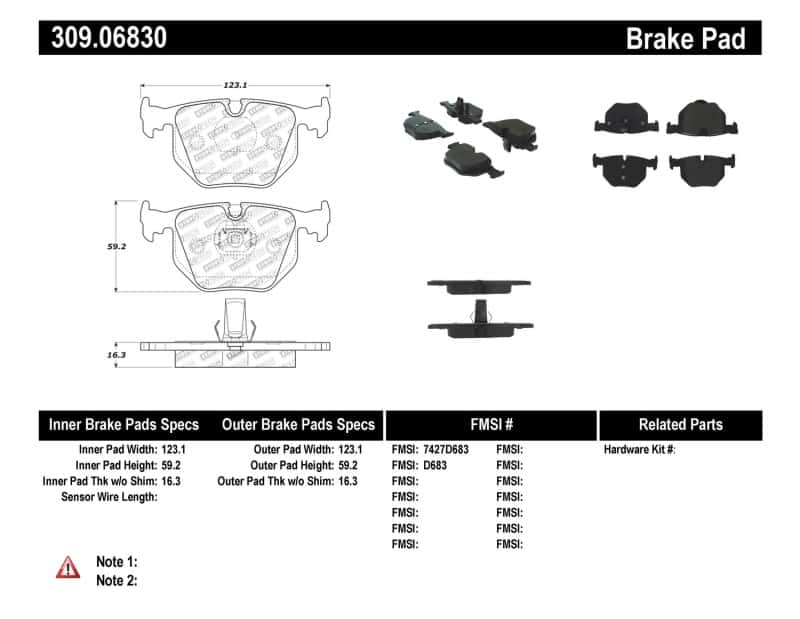Stoptech — StopTech Performance 01-07 BMW M3 E46 / 00-04 M5 / 04-09 X3 / 00-06 X5 / 1/06-09 Z4 / 9/00-07 330 /
Sprt Brk Pad W/Hdwr - view 7